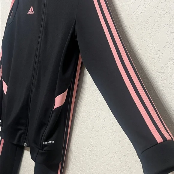Adidas Women’s Size Medium Black Tracksuit with Pink Stripes - Picture 4 of 13